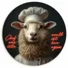 Schaap - Kokskleding - Neon - Quote Wandcirkel plexiglas klein -3d