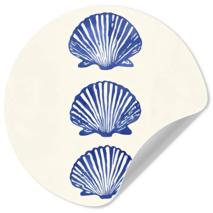 Schelpen - Blauw - Patroon Wandcirkel behangsticker klein -3d