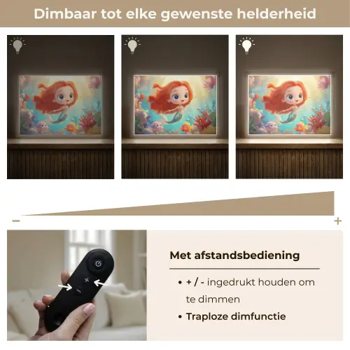 Zeemeermin - Water - Vissen - Rood Light Box met batterij (Wandlamp kind) middel -USP_dimbaarNL
