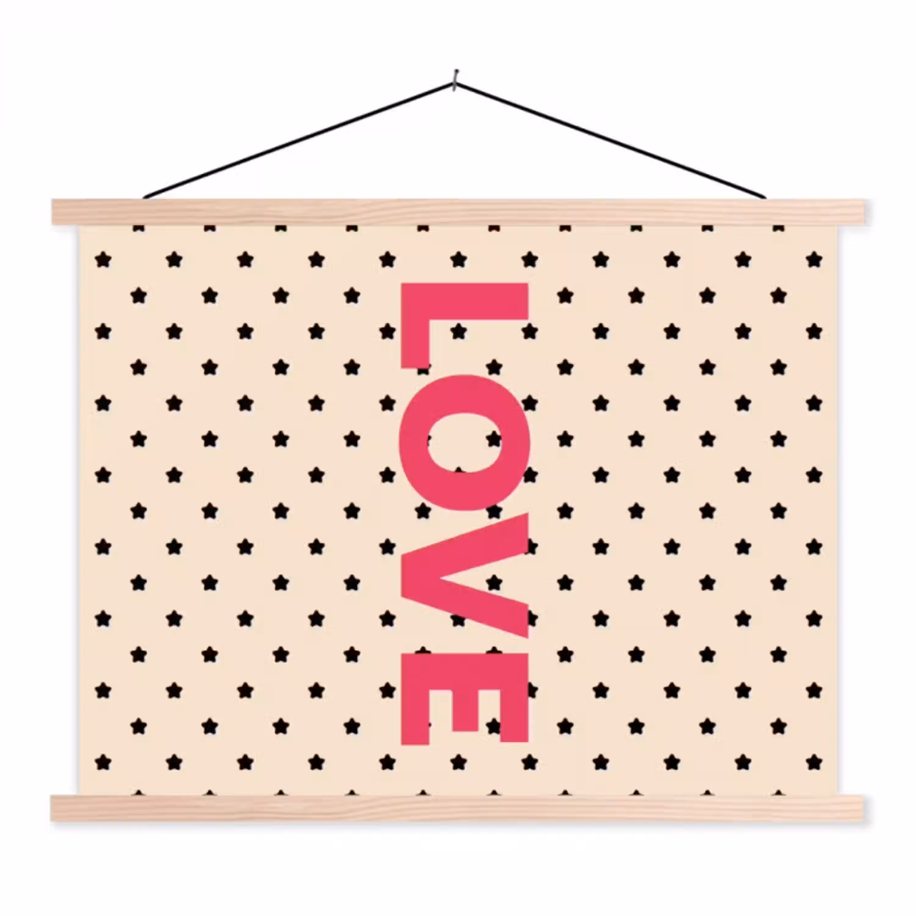 Love - Stippen - Roze textielposter latten blank klein -3d