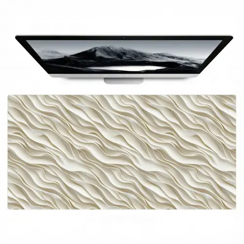 Golven - Wit - Minimalistisch Muismat XXL klein 681 -zzz3d