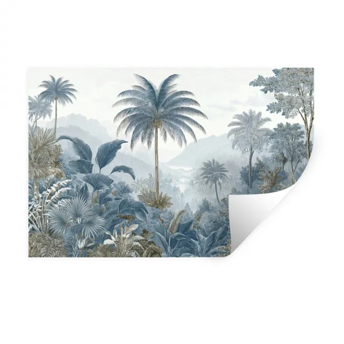 Jungle - Modern - Blauw - Groen Muursticker klein -3d