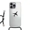 Minimalistisch - Silhouet - Zwart - Vliegtuig Hoesje iPhone 16 Pro Max met koord klein -3d