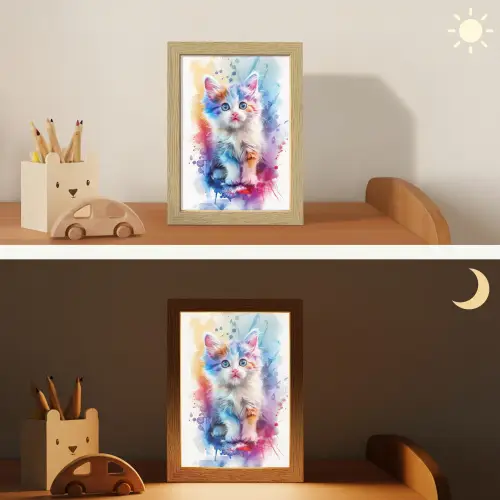 Kat - Kleurrijk - Verf - Dier - Wit Light Box met kabel klein -sfeer3_kind