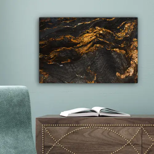 Marmer - Kalk - Zwart - Goud - Marmerlook - Luxe canvas 2cm klein -sfeer4