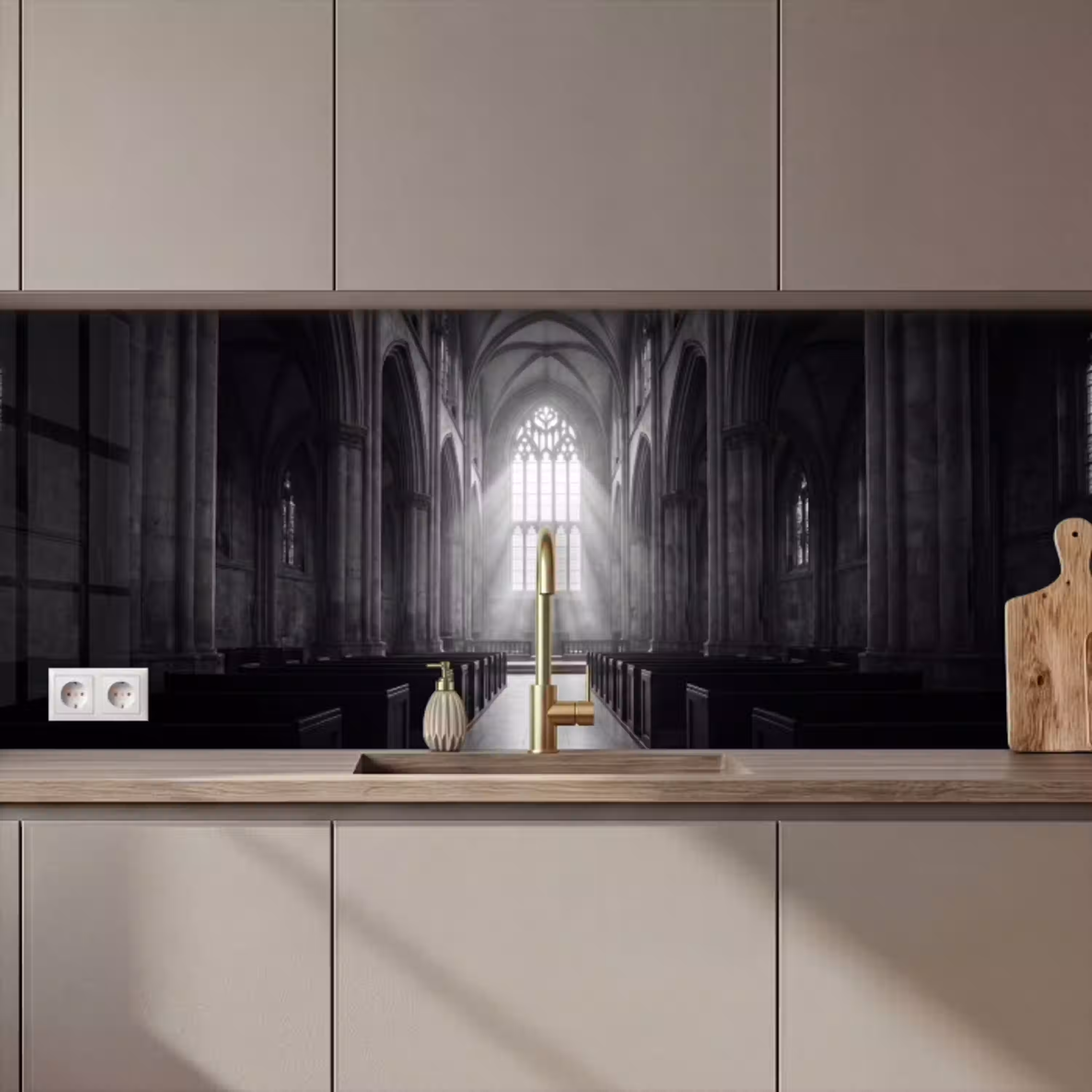 Kerk - Interieur - Lichtstralen - Architectuur - Klassiek keuken achterwand 2 middel zz_3dshopping