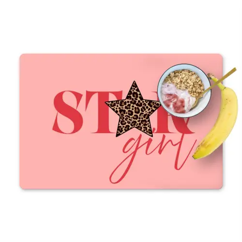 Star girl - Roze - Panter - Ster Placemat vinyl groot -zzzproduct_Kitchenyeah-website