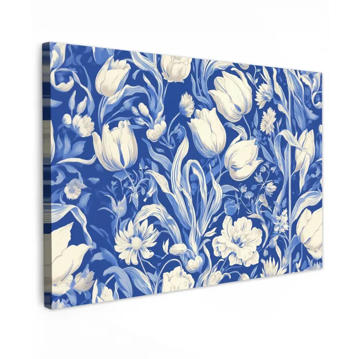 Bloemen - Delfts Blauw - Patroon - Tulp canvas 2cm klein -z3d