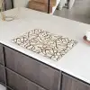 Beige - Lijnen - Donkerbruin Inductie beschermer vinyl 3mm klein 276 -sfeer8