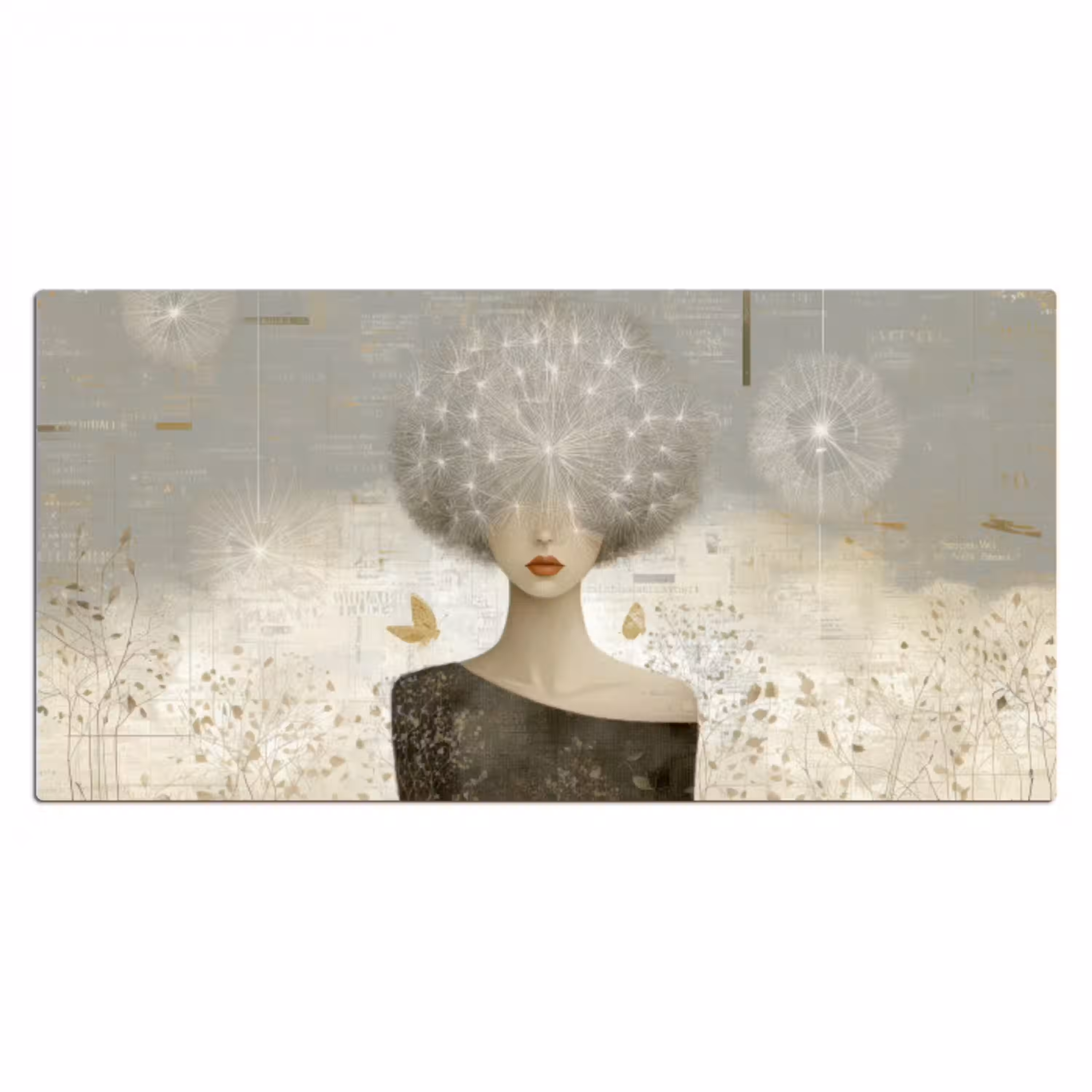 Pluis - Vrouw - Beige Muismat XXL klein -3d_leeg
