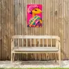 Hagedis - Bloemen - Roze - Kimono Tuinposter op houten frame 2 cm dik klein -sfeer4