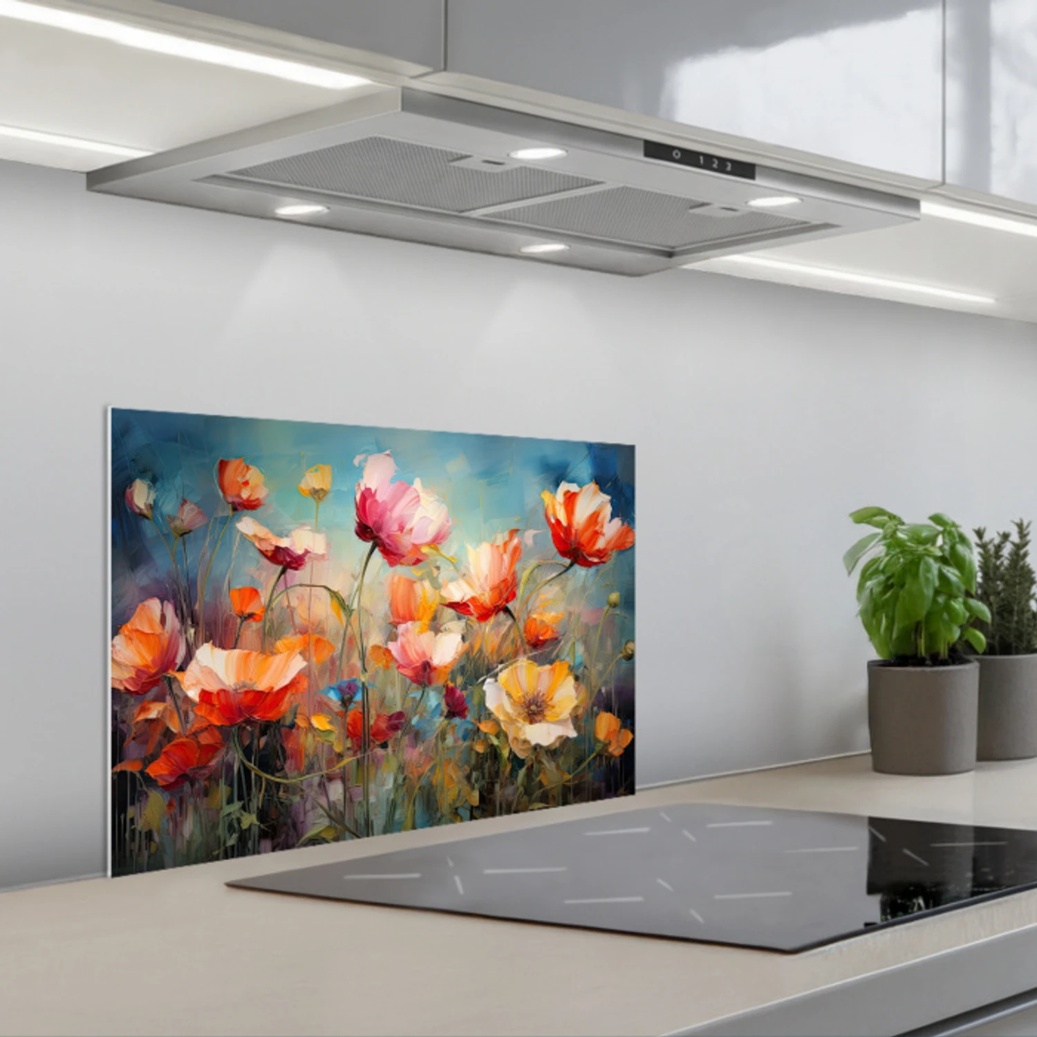 Bloemen - Watercolor - Kunst - Botanisch - Natuur keuken achterwand spatscherm klein -3d_schuin