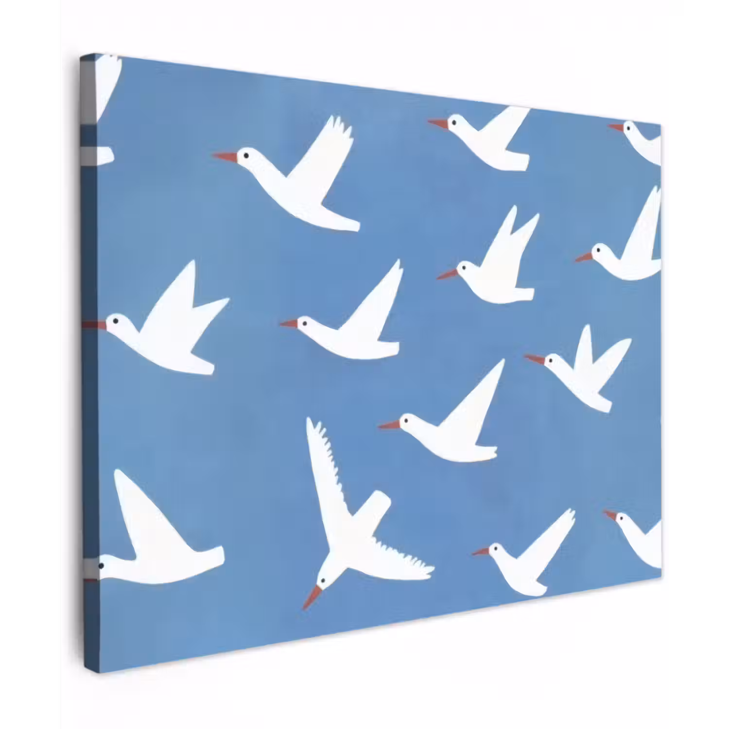 Canvas schilderij - Vogels - Wit - Patroon