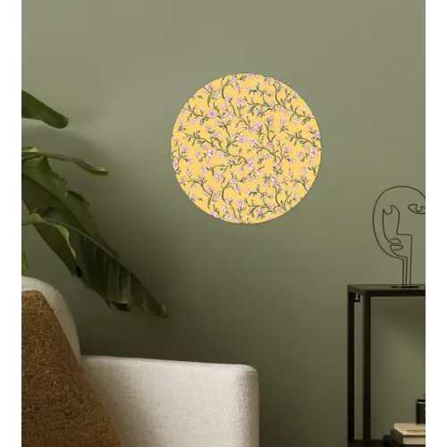 Bloemen - Motief - Geel Wandcirkel behangsticker klein 186 -sfeer2