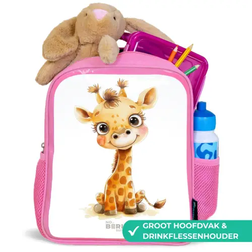 Baby giraffe Kinderrugzak - Roze middel -inhoud_NL