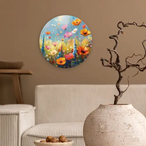 Bloemen - Natuur - Botanisch - Kunst Wandcirkel kunststof plaat 5mm dik klein -sfeer1
