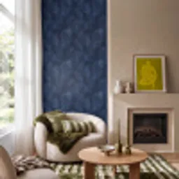 Koraal - Takken - Patroon - Nachtblauw Behang Vinyl klein 1060 -sfeer2