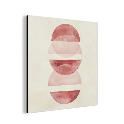 Minimalistisch - Cirkels - Roze aluminium wit klein -3d