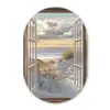 Doorkijk - Strand - Duinen - Zee - Natuur Wandcirkel Ovaal Glas middel -3d
