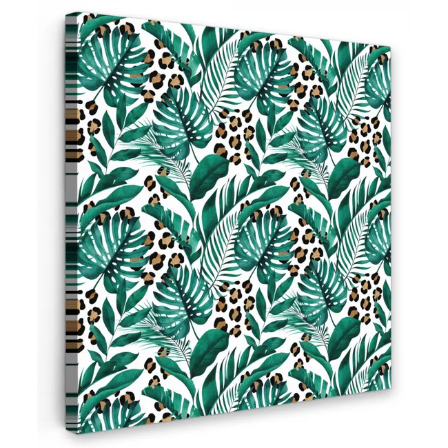 Inductie beschermer - Panterprint - Bladeren - Jungle - Afdekplaat voor kookplaat Tuinposter op houten frame 2 cm dik klein -3d