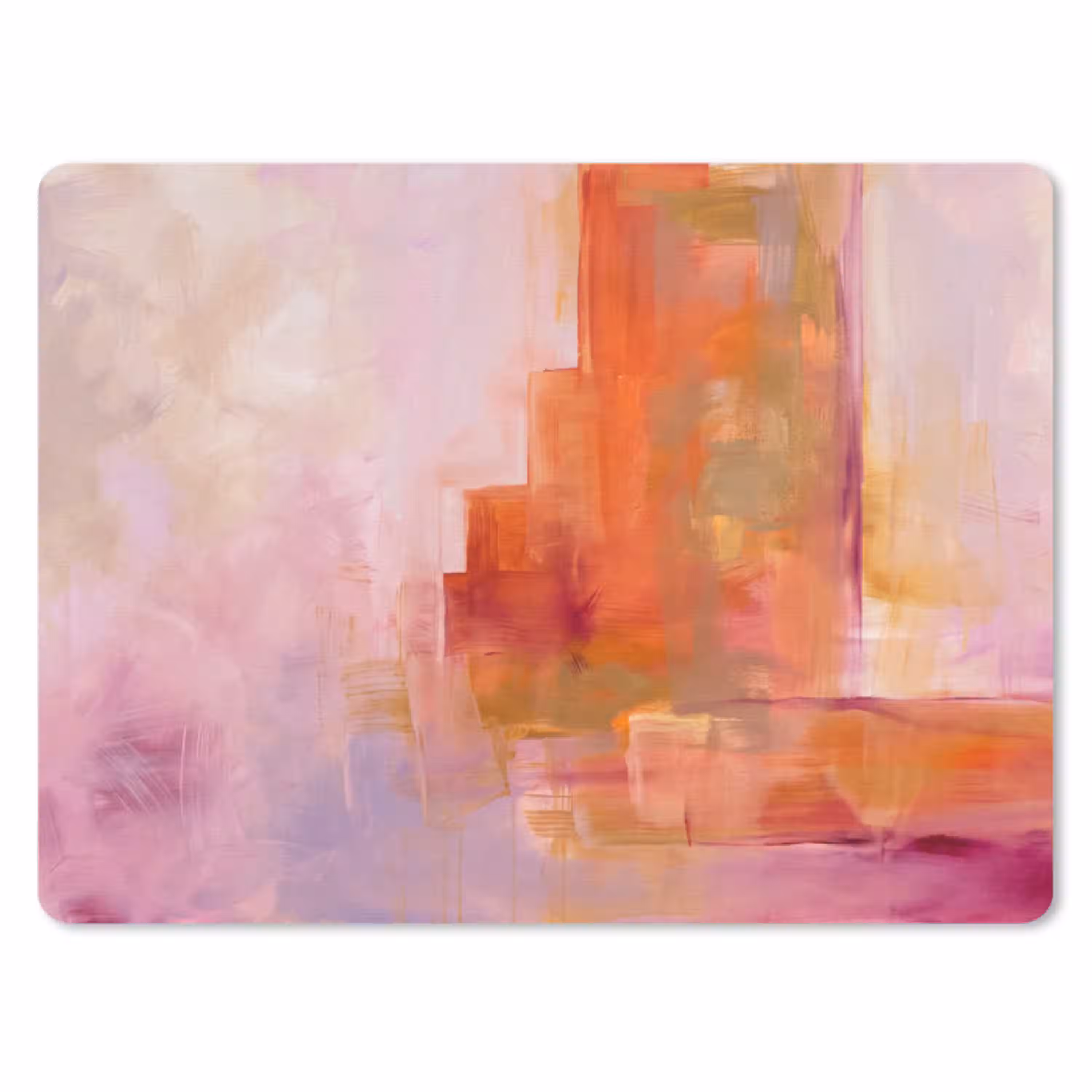 Abstract - Borstelstreken - Kunst - Paars - Goud muismat rubber klein -3d