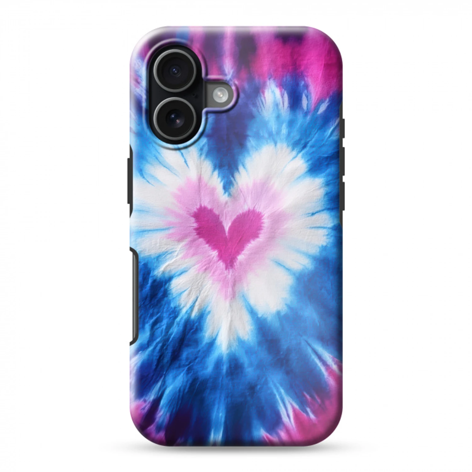 Hartvormig - Tie dye - Paars Toughcase MagSafe Apple iPhone 17 klein -3d