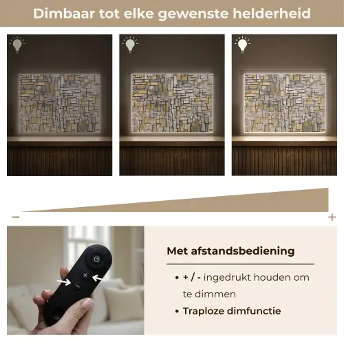Mondriaan - Kunst - Oude meesters - Tableau I Light Box met batterij (Wandlamp) middel -USP_dimbaarNL