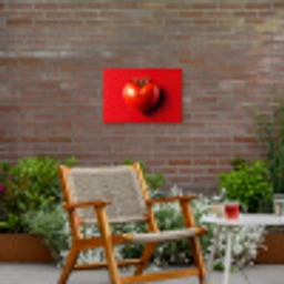 Tomaat - Rood - Hart Tuinposter op houten frame 2 cm dik klein -sfeer3