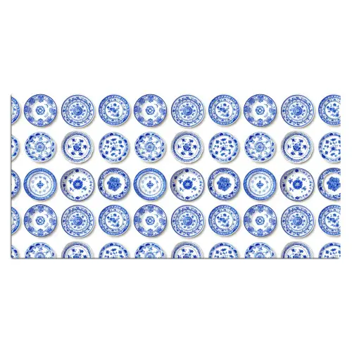 Borden - Bloemen - Patroon - Blauw Muismat XXL klein 681 -3d_leeg