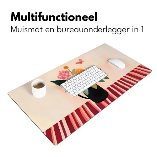 Vaas - Bloemen - Vlinder - Rood Muismat XXL klein -sfeer4