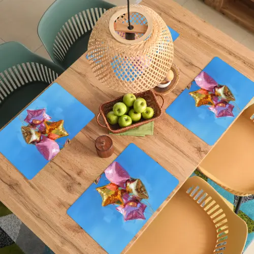 Ballonnen - Goud - Stervorm - Roze Placemat vinyl groot -zzsfeer5_Kitchenyeah-website