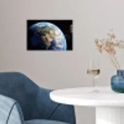 Aarde - Ruimte - Blauw - Groen poster papier klein -sfeer3