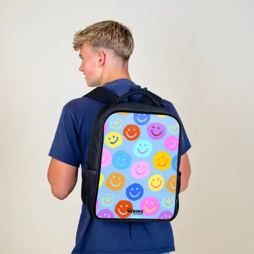 Vrolijk patroon van smileys Rugzak - Zwart middel -sfeer8