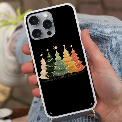 Kerstbomen - Kleurrijk - Lichtjes - Ster Hoesje iPhone 16 Pro Max met koord klein -sfeer3