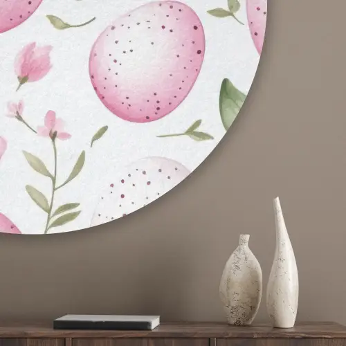 Patroon - Eieren - Roze - Pasen Akoestische PET Vilt - Rond klein -sfeer5_closeup
