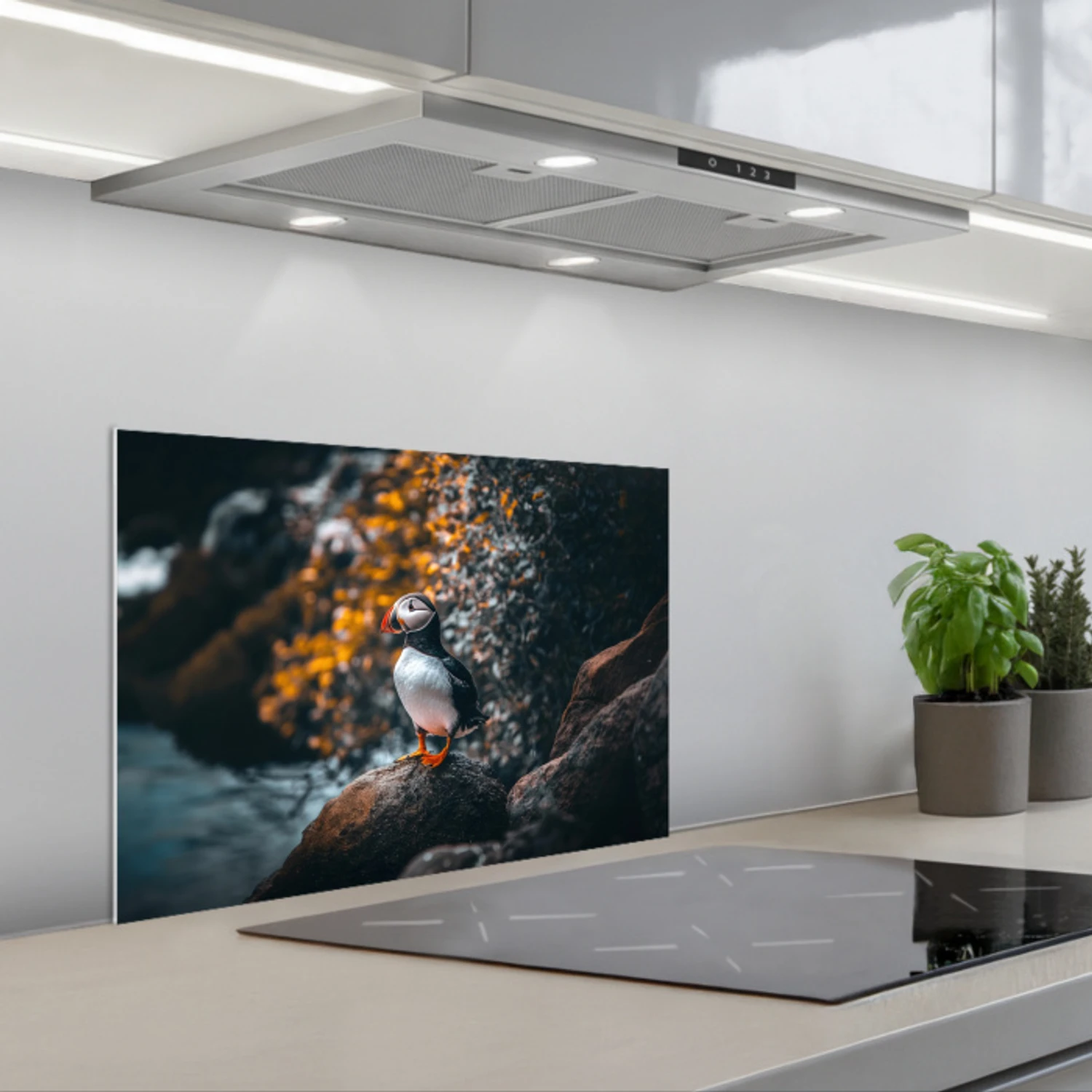 Papegaai - Vogel - Rots - Wit keuken achterwand spatscherm klein -3d_schuin