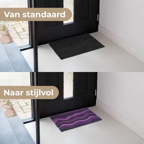 Lijnen - Golven - Paars - Abstract Deurmat klein -voor-na_NL