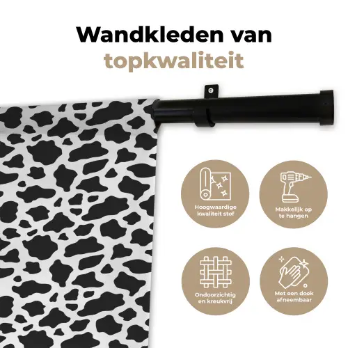 Koe - Vlekken - Patroon - Zwart Wandkleed katoen klein 269 -sfeer2