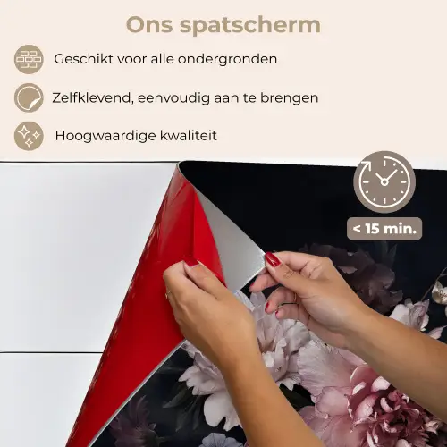 Bloemen - Vintage - Pastel - Zwart - Boeket keuken achterwand spatscherm klein -spatscherm_NL