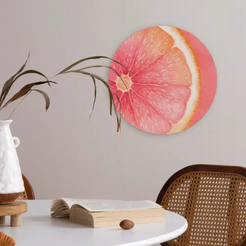 Grapefruit - Roze - Levendig Akoestische PET Vilt - Rond klein -sfeer3