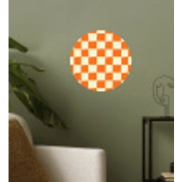 Schaak - Patroon - Oranje Wandcirkel behangsticker klein 186 -sfeer2