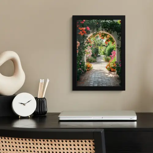 Doorkijk - Bloemen - Natuur - Bloementuin fotolijst zwart zonder passe partout klein -sfeer1