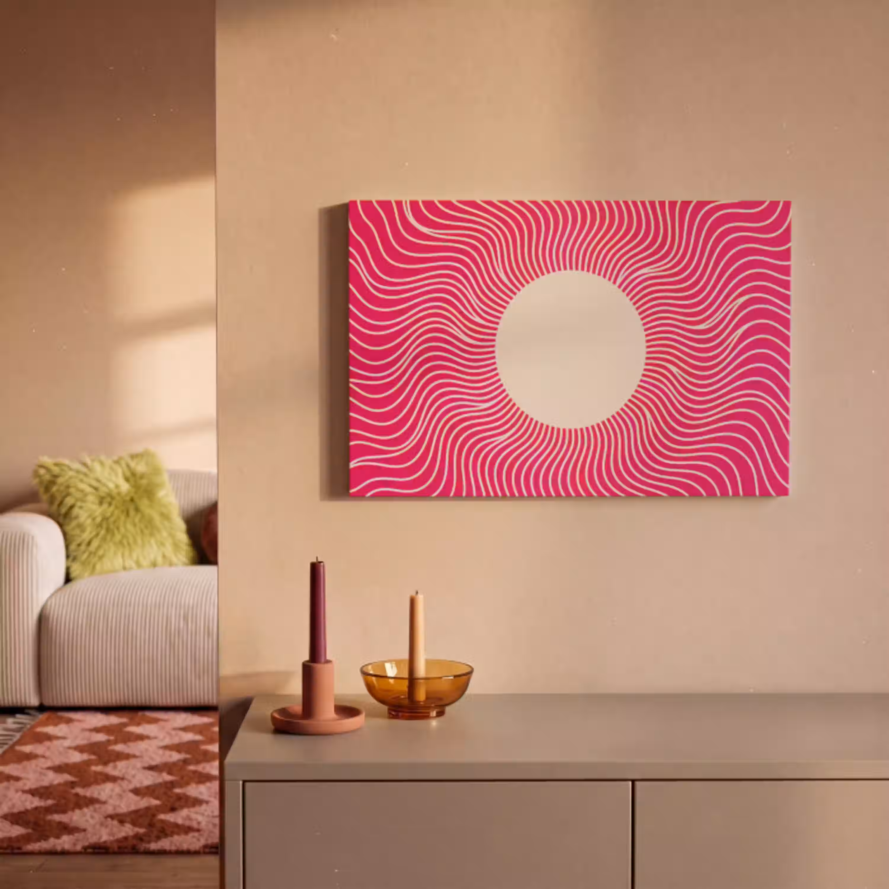 Abstract - Patroon - Roze canvas 2cm klein -sfeer1