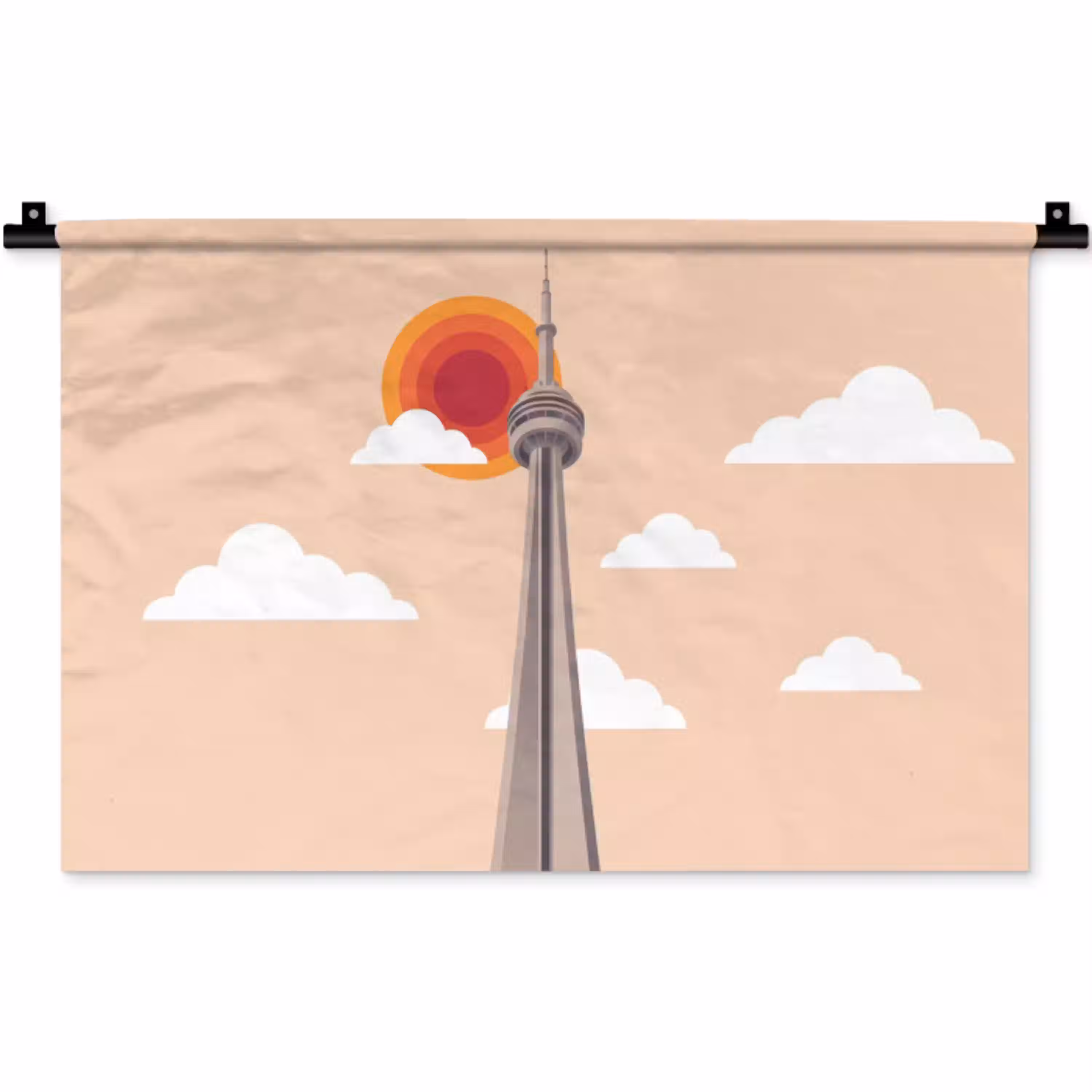 Stad - Gebouw - Architectuur - Retro - Oranje Wandkleed katoen klein -zz3d