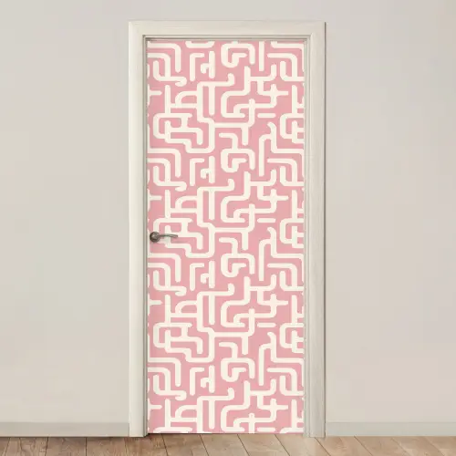 Doolhofpatroon - Roze - Wit - Abstract deurposter klein 289 -3d_beige
