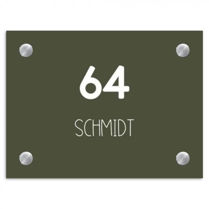 Donkergroen - Modern Naambord Rechthoek middel -3d
