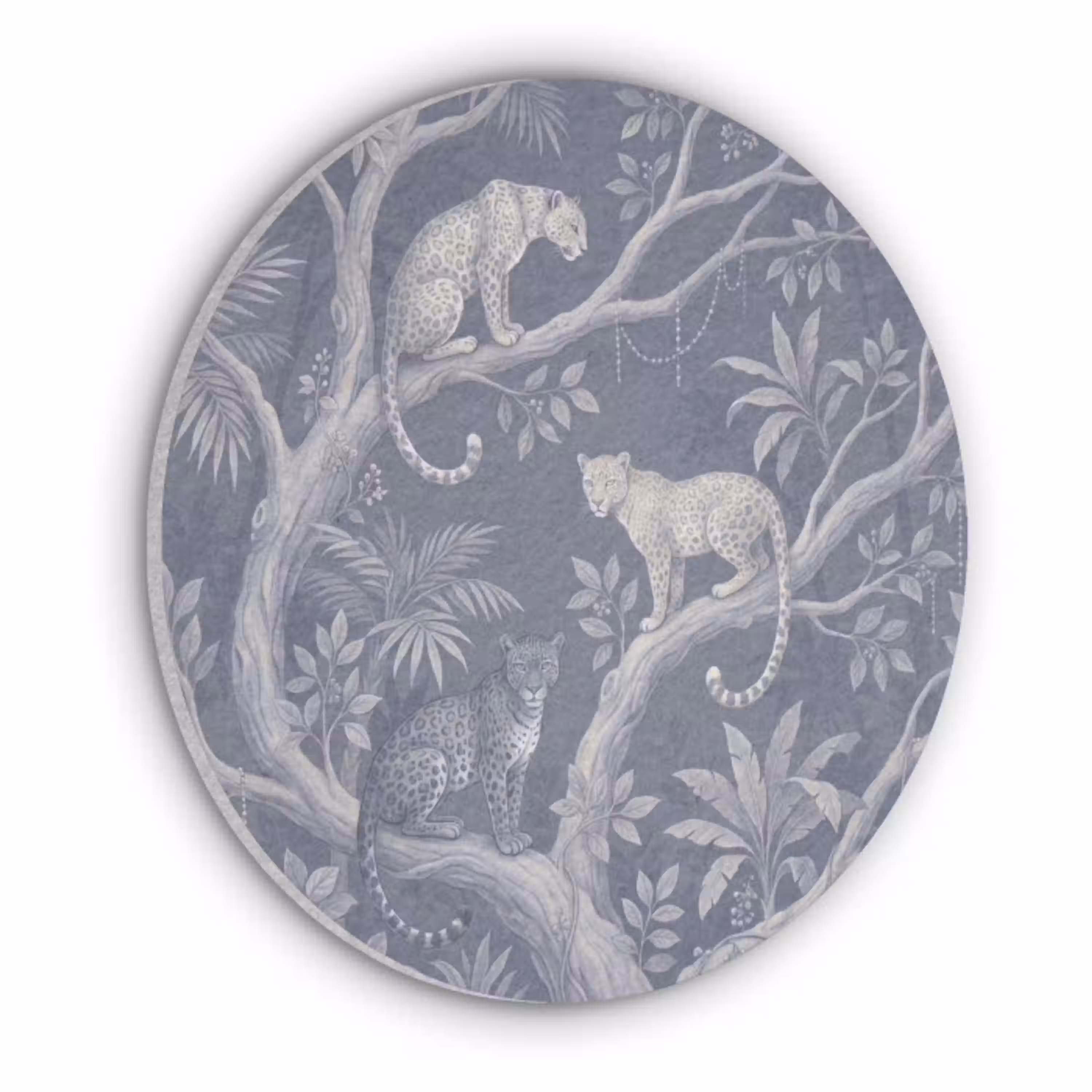 Dieren - Jungle - Illustratie - Bomen - Blauw Akoestische PET Vilt - Rond klein -3d