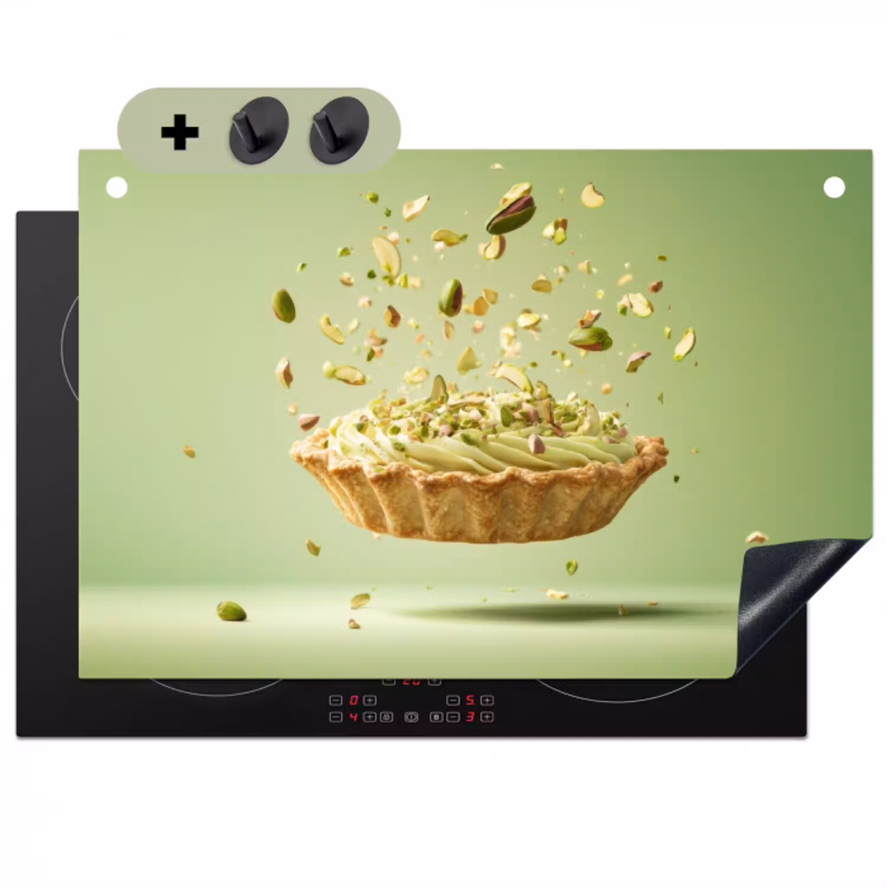 Pistache - Taart - Noten - Eten Inductie beschemer met haakjes klein -3d