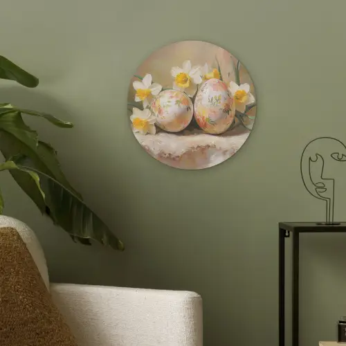 Bloemen - Eieren - Geschilderd Akoestische PET Vilt - Rond klein -sfeer2