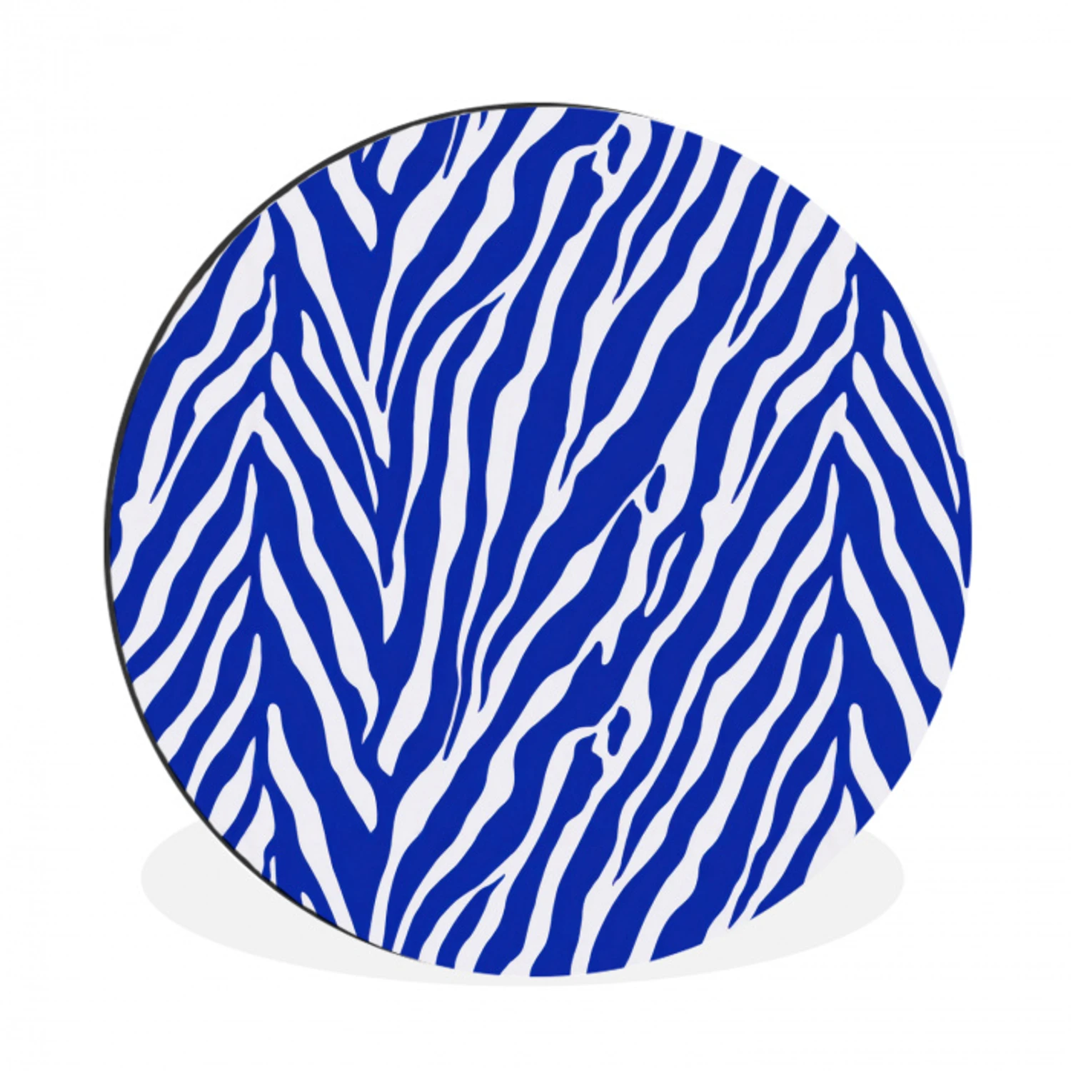Zebra - Patroon - Kobalt - Blauw Wandcirkel aluminium klein 190 -3d
